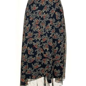 LuLaRoe Blue and Orange Patterned A-Line Skirt